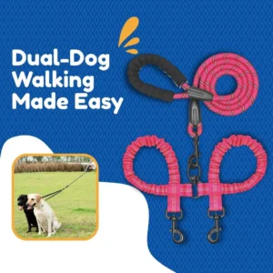 WALK 2 Two DOGS Leash COUPLER Double Twin Lead Walking Dog Leashes